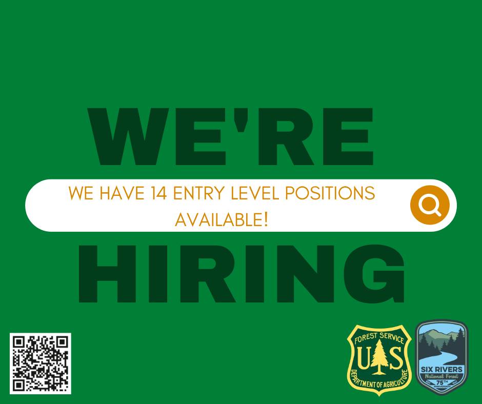 SmithRiverCA's tweet photo. Are you looking for excitement, change and challenge? Interested in relocating to the North Coast?

There are currently 14 open positions with 
@SixRiversNF. Applications close January 19.

https://t.co/OypCXZ8aYY https://t.co/tchVILFE83