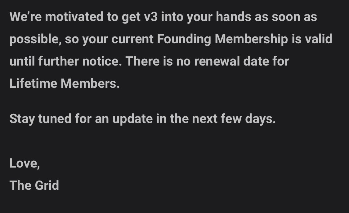 KellyCavanaugh_'s tweet photo. @eConsultEurope Hi 👋 I earned a spot on your GridVictims list (by buying lifetime memberships) if you care to add me—perhaps for the sake of accuracy? This was the last email I ever received from @thegrid 🤦‍♀️ https://t.co/2gPgVSqPr0