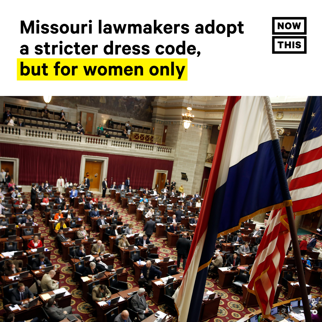 nowthisimpact's tweet photo. Women lawmakers are protesting on behalf of their ‘right to bare arms’ in Missouri, after the state’s House of Representatives adopted a stricter dress code that requires women legislators to wear clothing that covers their arms

Read more: https://t.co/cM8CG3XJAM https://t.co/OjnFbFLMtO