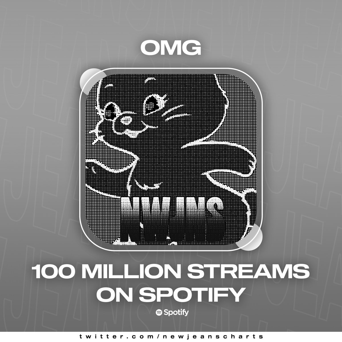 NewJeansCharts's tweet photo. .@NewJeans_ADOR “OMG” (Album) has surpassed 100 million streams on Spotify! 🥳

#NewJeans #뉴진스 #NewJeans_OMG https://t.co/kqUbIyx7hF