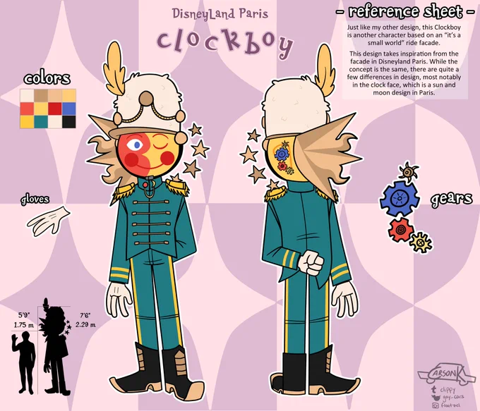I'm currently working on a character "bible" of sorts for him that explains some lore and do's and don't's, all that sorta stuff! It's a big WIP atm tho...But I will share these two  Paris Clockboy (aka PCB) and Windsor (based on the tower of the four winds) 