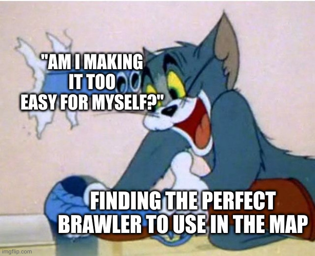 BBread25's tweet photo. When you see the map would be perfect for brawlers that throw explosives but you decide to give yourself  ̵a̶ ̶h̶a̶r̶d̶ ̶t̶i̶m̶e̶a challenge #brawlstars https://t.co/0iTqz66baD