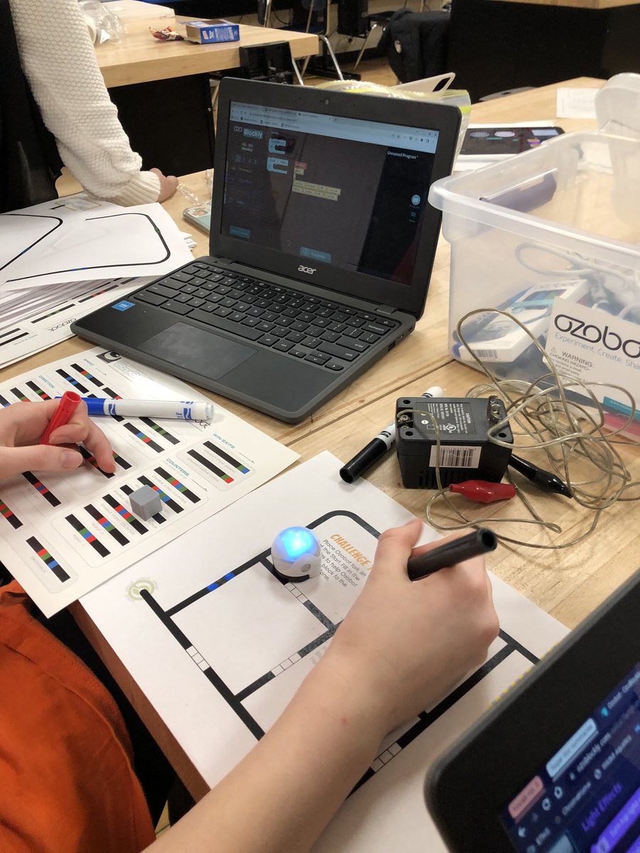 curtisPLTW's tweet photo. Programming today in our Women in Engineering club after school today!! Ozobots and Sphero for the win!
#WildkitEngineering @NU_ETHS @ETHSWildkits https://t.co/XMdF9O8IhL