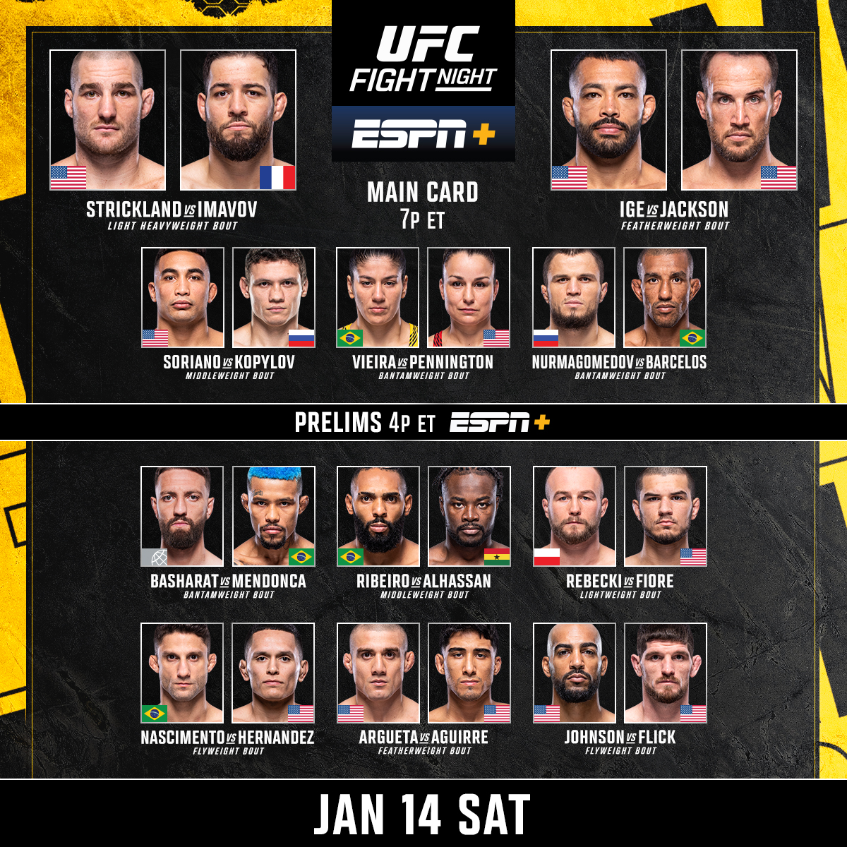 UFC on Twitter "First Fight Night of 2023 🙌 Who’s tuning in?! UFCVegas67 Prelims 4pmET