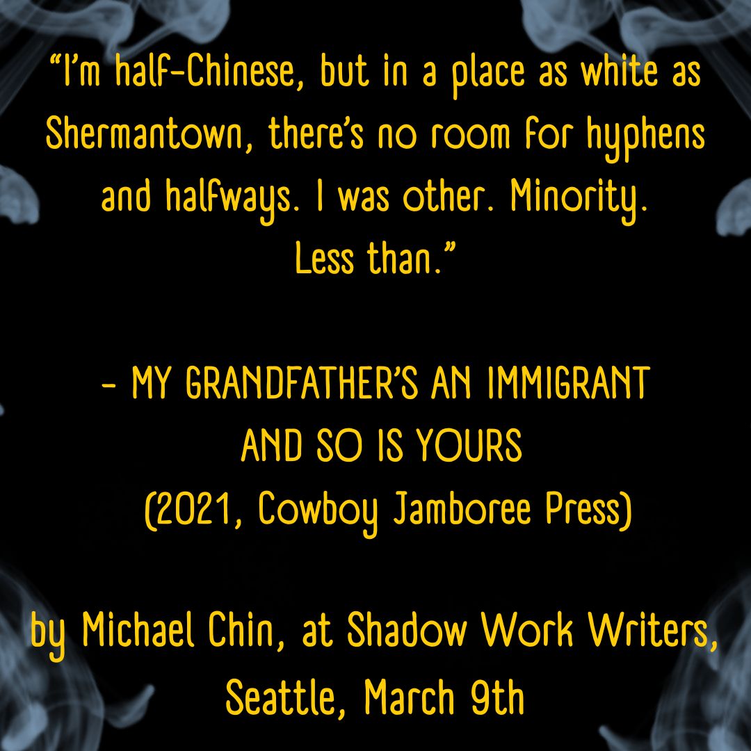 McmichaelShaun's tweet photo. Through lines like these @michaelthechin gives readers a down-to-earth inside scoop on growing up biracial in the boondocks. 🔥
Register https://t.co/DWKPsP7LF8 to hear @michaelthechin read at Shadow Work Writers, March 9th in Seattle. Free 😁
#michaelchin https://t.co/3H8apXNfrq