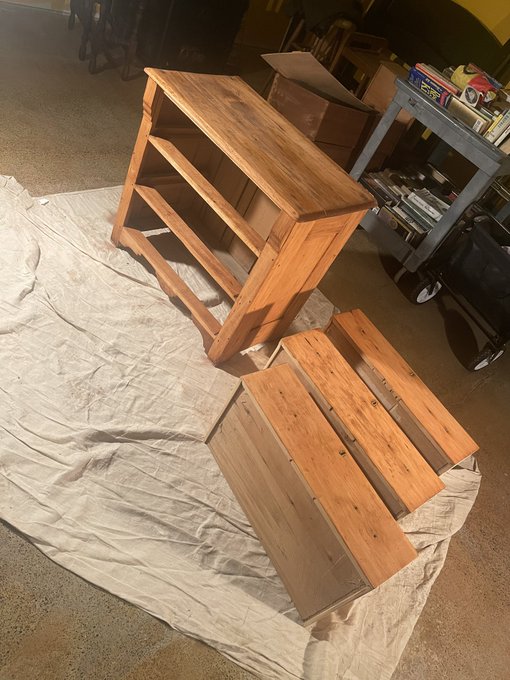 Cleansing the TL with the fresh clean smell of Minwax, baby&rsquo;s first coat of stain comin in hot. https://t