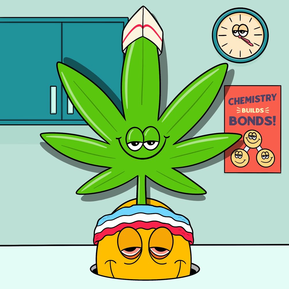 High friends from FLWRS #2622, owned by <a href="/DanielBelVe/">DaniB aka Don Chapo</a>! This FLWRS with a dining hat is from San Fernando Valley, but today we’re in the science lab staying up late and getting baked. 🏜️🧪🌝💐