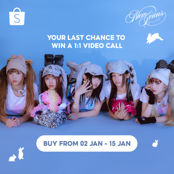 ShopeeMY's tweet photo. ✨ NewJeans Video Call Event ✨

1 DAY LEFT to join NewJeans's video call event by getting NewJeans 'OMG' from Kpop Merch MY's Shopee Mall here 🎧: https://t.co/IzLEzkf2bV

*T&amp;Cs apply

#ShopeeMY #NewJeans #뉴진스 #NewJeans_OMG #NewJeans_Ditto #NewJeans_of_Winter https://t.co/dVR4VfV9xc