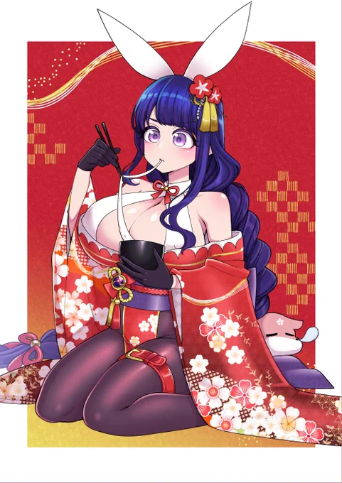 晴れ着バニー雷電将軍激似コスプレイヤー(本人)の影ちゃんです。おしるこ美味しいね! 