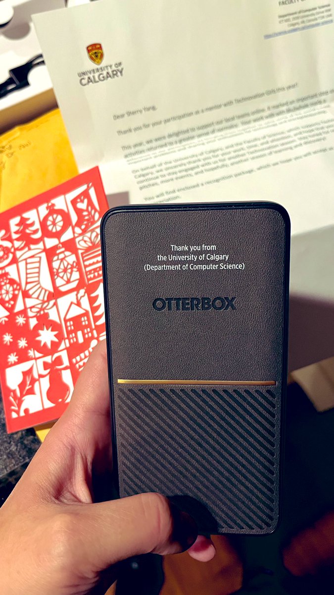 I was super stoked that the @Technovation team I mentored in Calgary got into the semifinals. I’m excited to see what this year has in store! Check out this very useful power bank I got in the mail from <a href="/UofC_CPSC/">UofC_CPSC</a> @Leanne_Wu 🤩 Join today and help girls create with tech 💪🏼