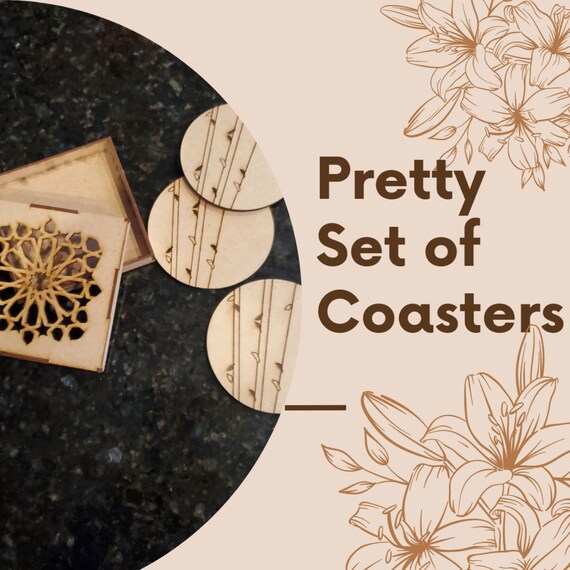 Wooden Coaster Set with Holder, Modern Coasters, etsy.me/3xMMA1L #woodcoaster #handmadecoaster #coffeetableaccent #stylishdecor @etsymktgtool