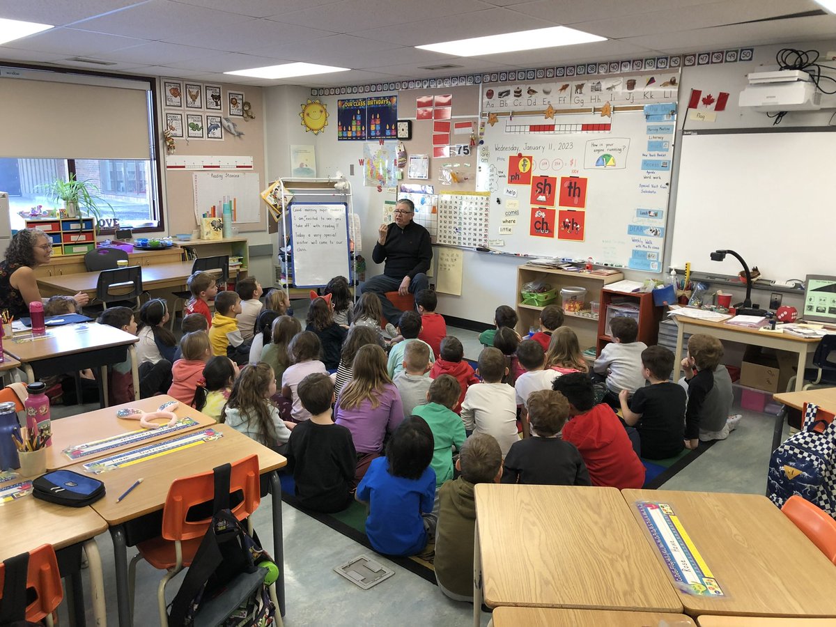 A visit yesterday from Saa'kokoto (which means Clear Ice) He shared  stories with the Gr 1 students <a href="/GlenbowSchool/">Glenbow Elementary School</a> that were  passed down from his ancestors. In this case: “Accept what you have, be generous, never give up.”
#rvsed