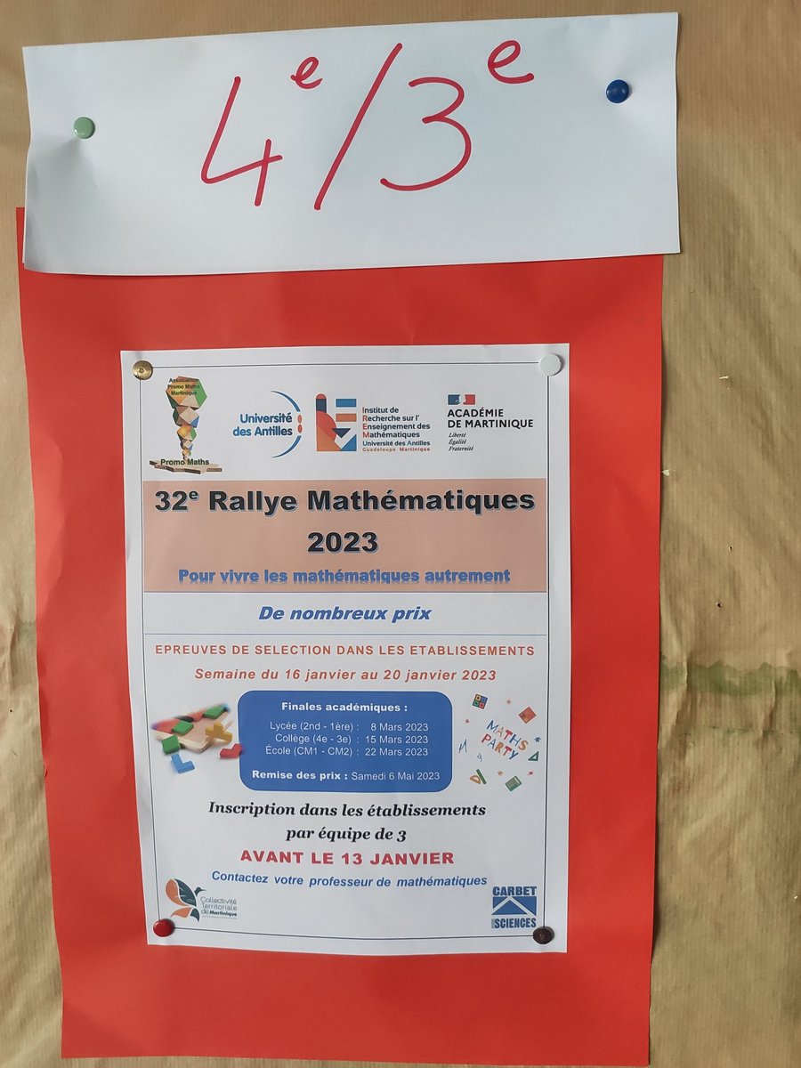 Une petite douzaine d'équipes devrait composer au 32e rallye de mathématiques au Clg Dillon 2.