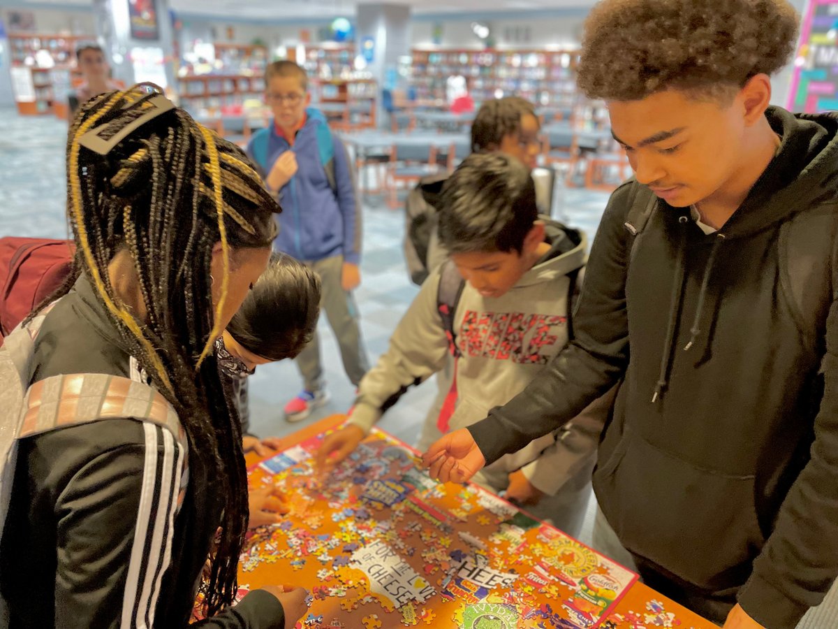 HiRMS_library's tweet photo. Today we had new friends reading about 🦖dinosaurs🦕 together, and we had a LOT of puzzlers 🧩 from the busy morning to I/E at the end.

Have a safe 3-day weekend, Mavericks! Go outside, get some rest, spread some joy, and represent #TheMaverickKind to everyone you meet. 💙🐮💙 https://t.co/BB2Ezr2vyg