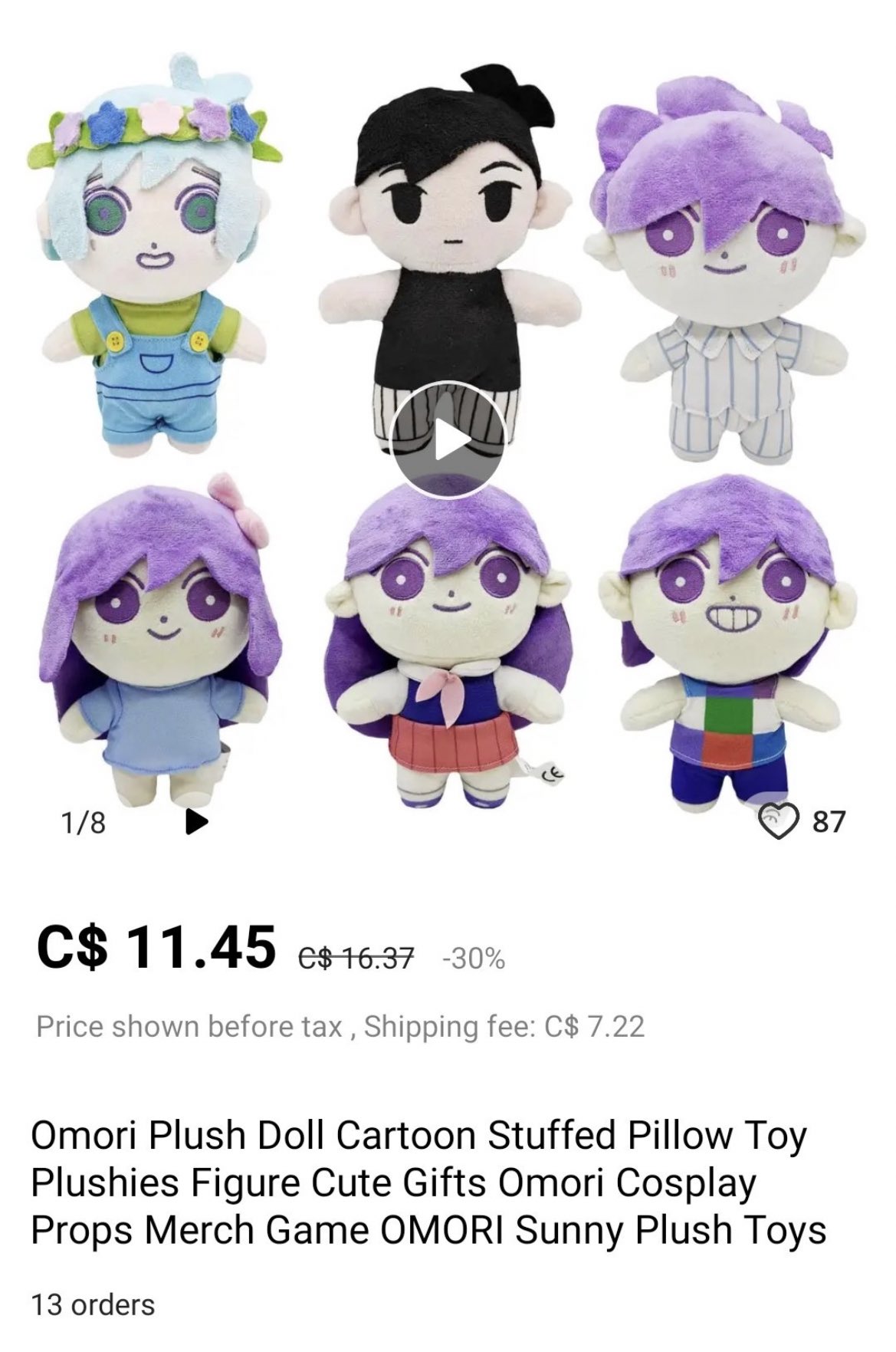 Omori Plush Doll Cartoon Stuffed Pillow Toy Plushies Figure Cute