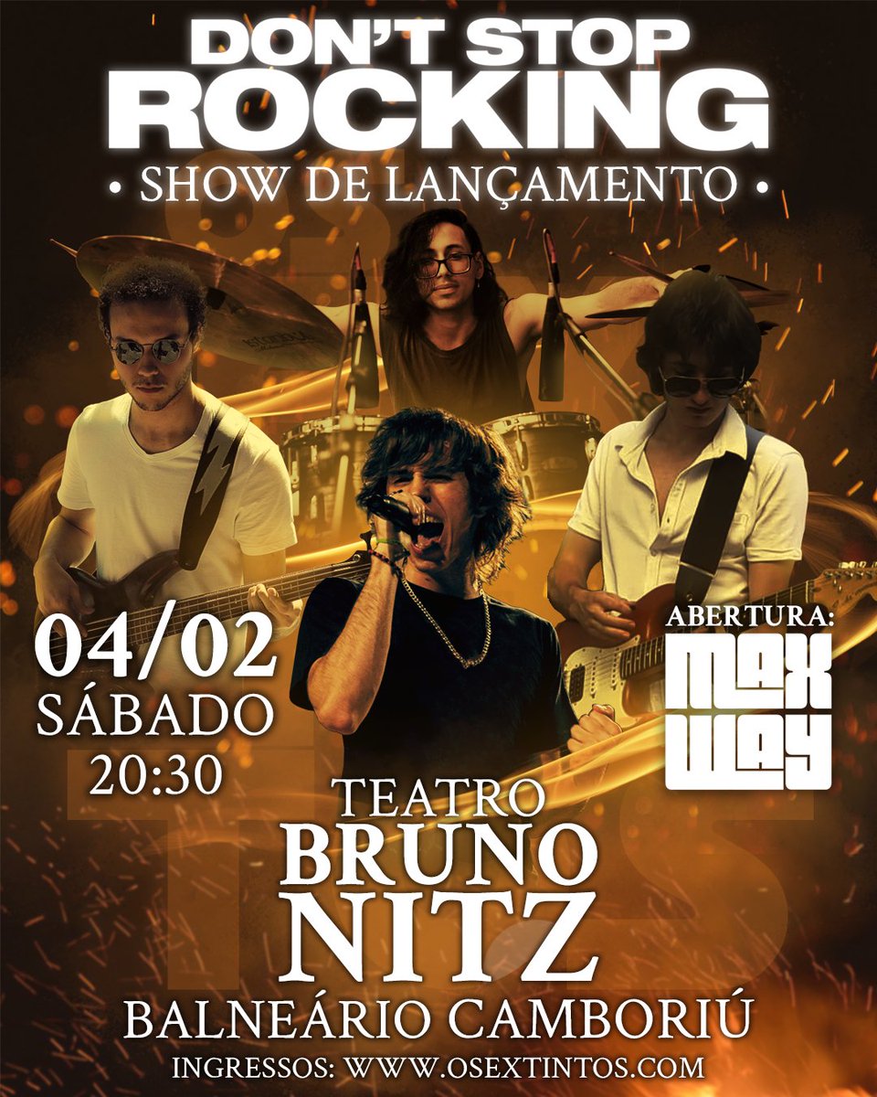 OsExtintos's tweet photo. CHEGOU A HORA! O tão aguardado show de lançamento de Don't Stop Rocking vai acontecer no dia 4 de fevereiro, no Teatro Bruno Nitz em Balneário Camboriú!

Ingressos e informações em https://t.co/Ld6dnEno3l

Esperamos todos vocês lá ❤️ https://t.co/X0DB0IUE2D