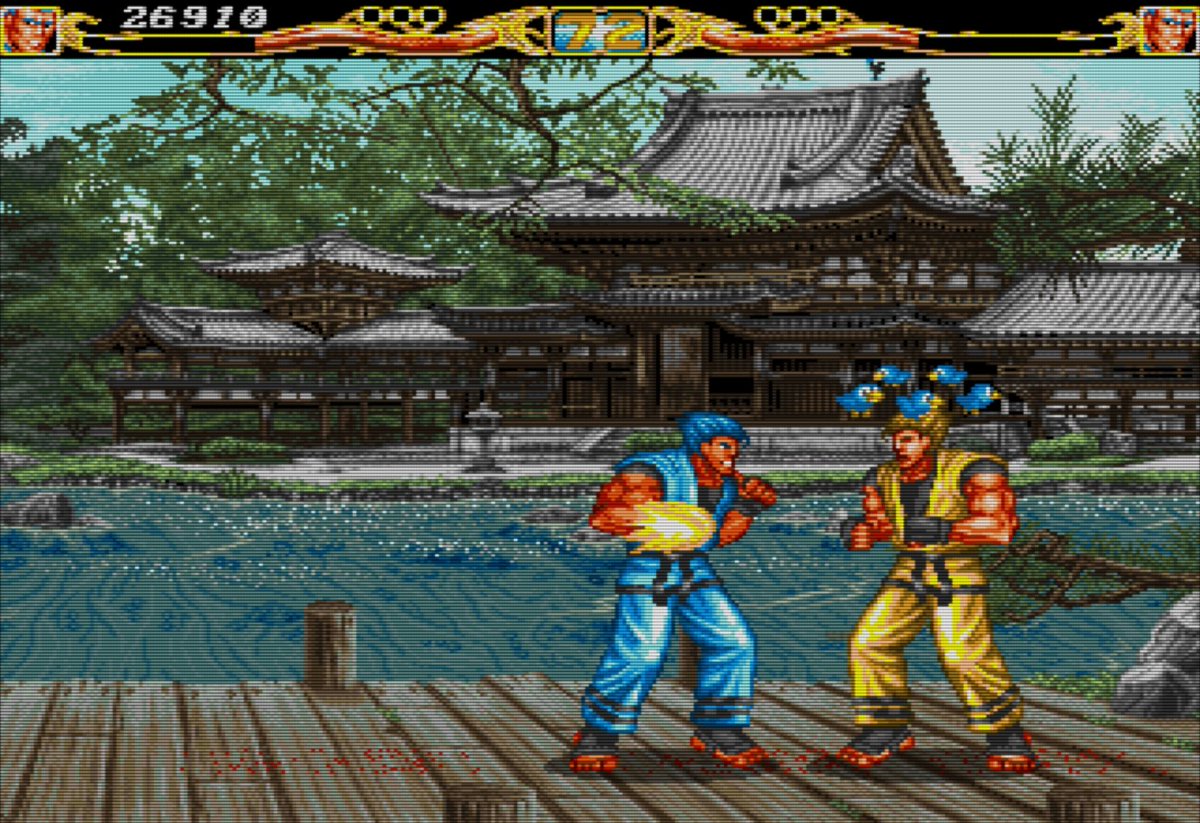 WalrusFPGA's tweet photo. Video of Fightin' Spirit for the #Amiga, played on #MiSTerFPGA- a #NeoGeo style fighting game that most folks likely haven't heard of before:

https://t.co/ejHJrMJRll

Features some great pixel art and use of the Amiga AGA graphics.  80's style intro song is hilarious too 😁
#FGC https://t.co/qIkqF7RRzP