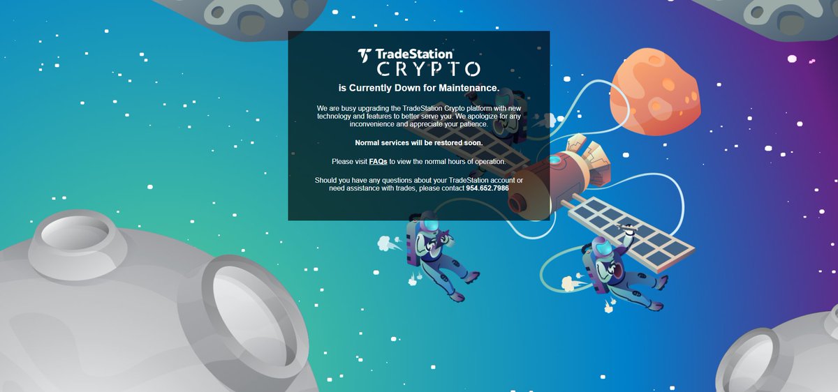 cmillergolf12's tweet photo. @TradeStation Crypto, what's going on??? This is not maintenance.... #TSCrypto #Coinbase https://t.co/EG1NGJXc8e