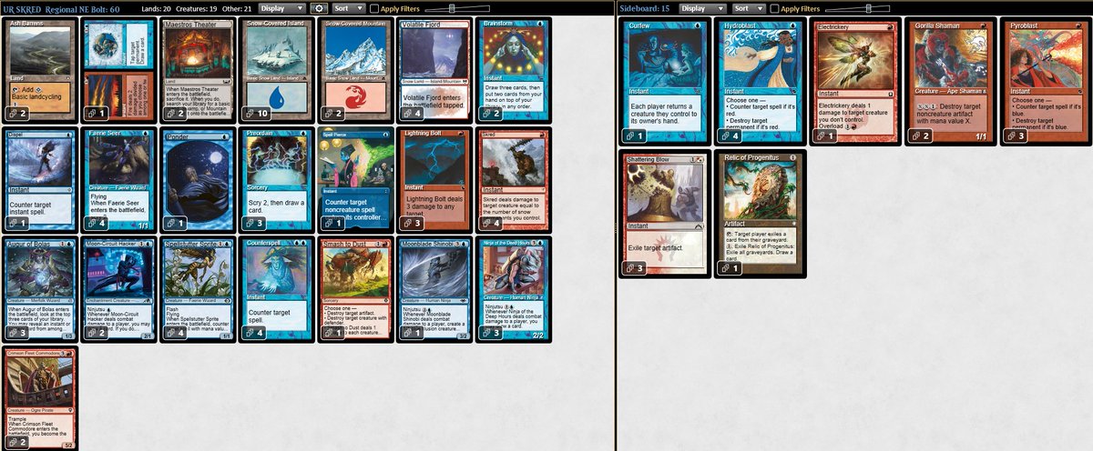 5º 5-0 da Seasson com UR Skred! O field está bem hostil para os Uxs (fadas) em geral, porém nessa liga eu consegui encontrar uma diversidade de decks, principalmente o UB Fae (Adoro jogar essa match) Affinity e Burn Tier 0 do formato, sinto que só é possível com vencer com sorte