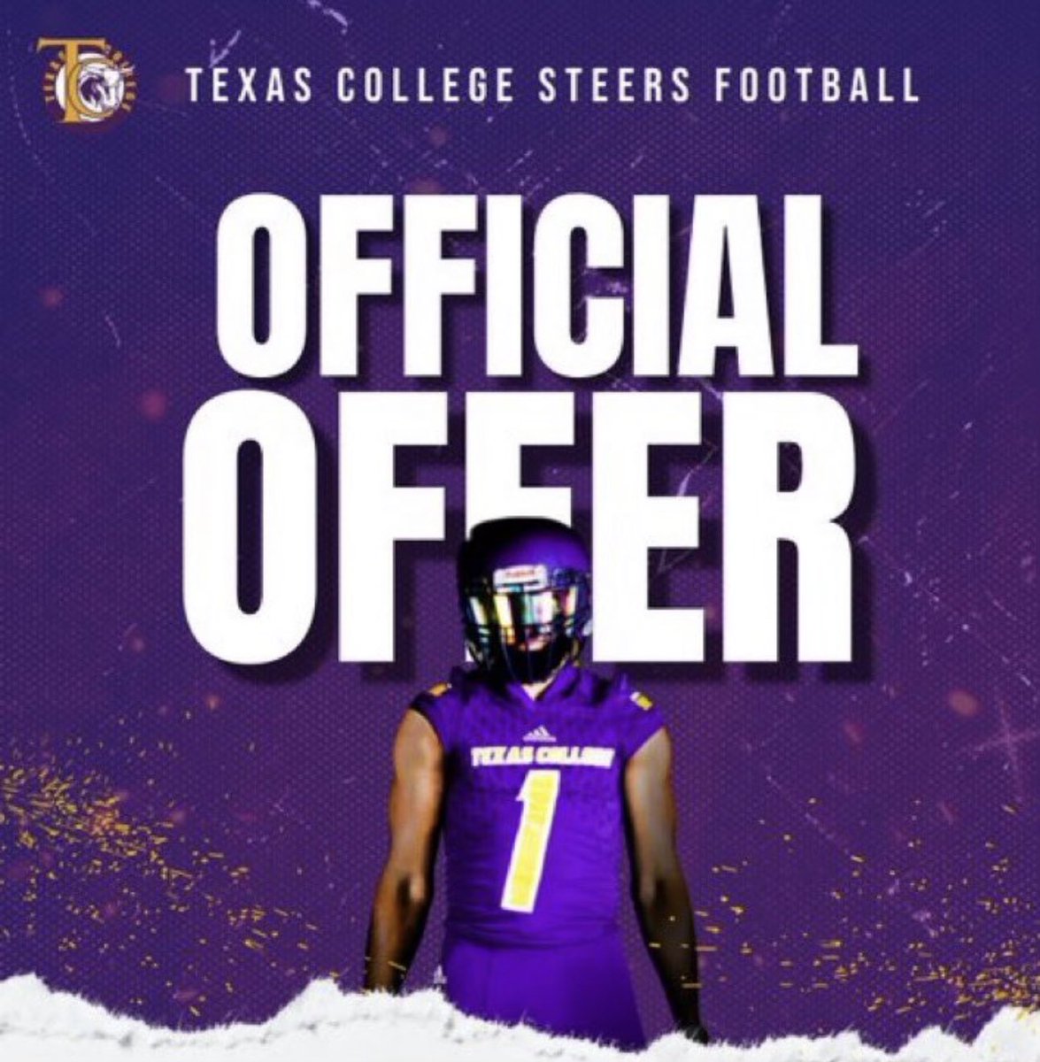 savion_de's tweet photo. After a great conversation with @_coachcotto I am blessed to receive a offer from Texas college 🟡🟣 https://t.co/aZPI3PKhZv
