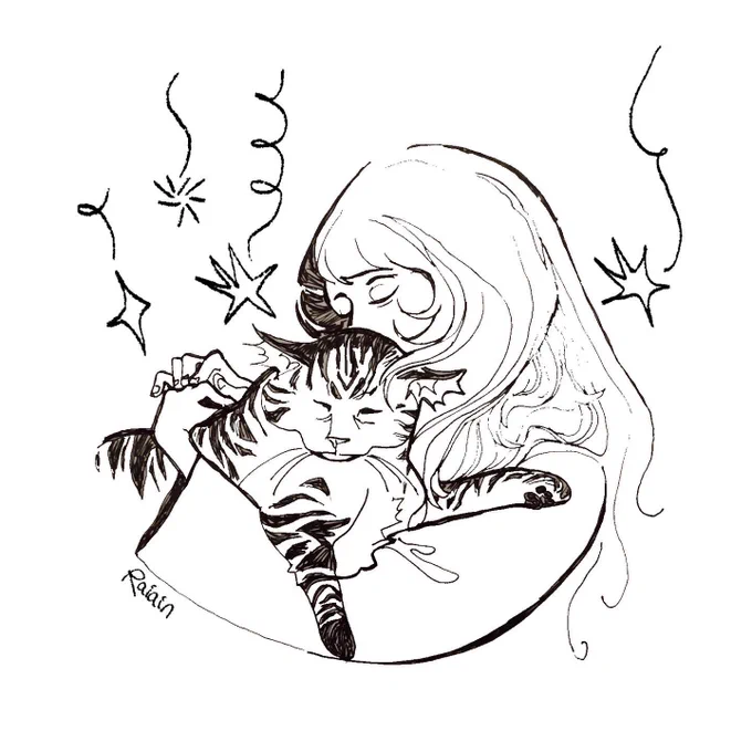 two sleepy earthling, nestled in a crescent moon 