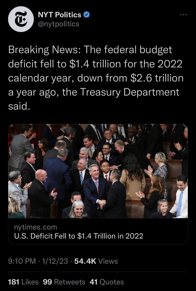What a weird photo choice. The deficit is halved while Democrats ran Congress and the White House, and @nytpolitics runs the news with a photo of House Republicans? What?