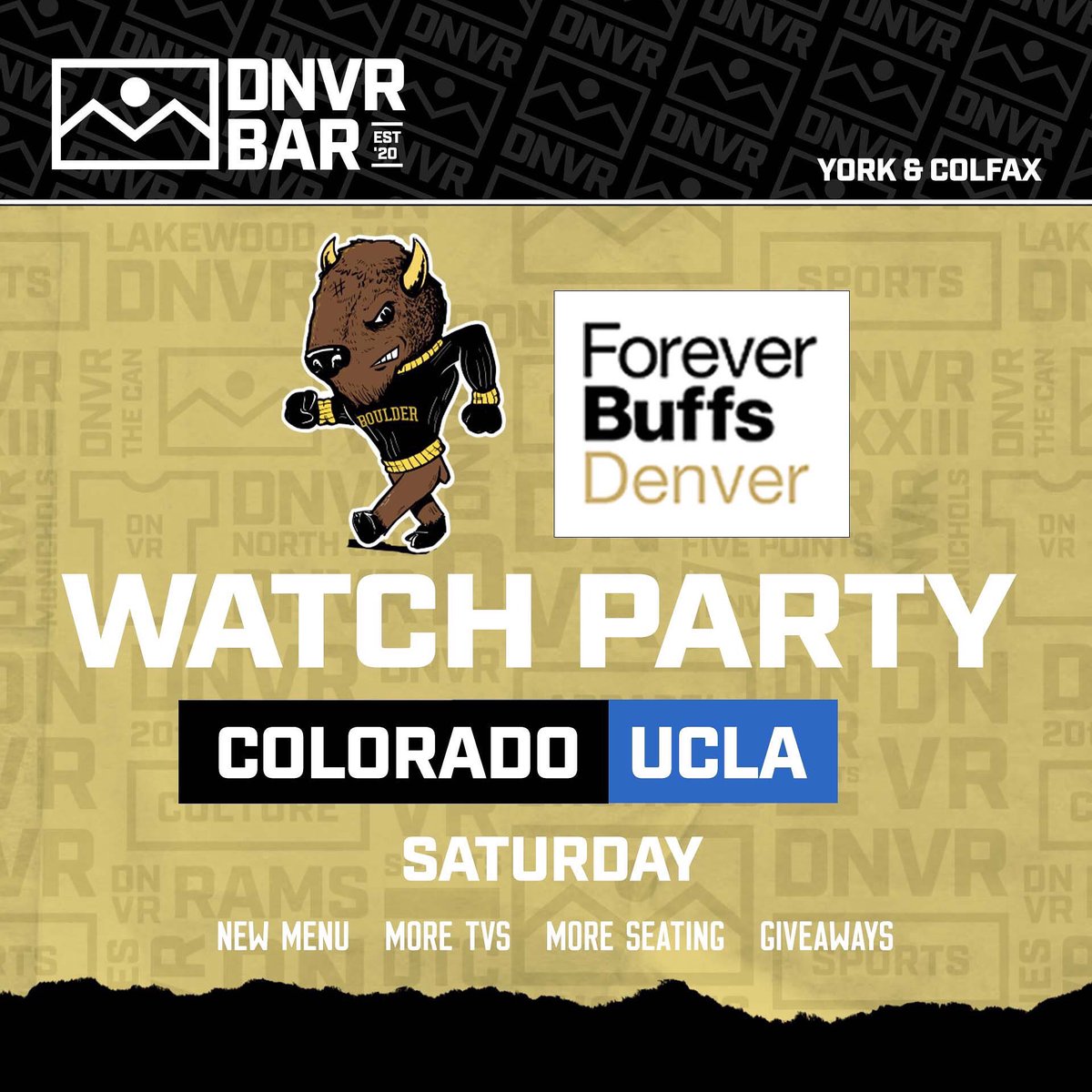 DenverBuffs's tweet photo. Tomorrow we’ll be at DNVR to watch CU take on UCLA! Join us for good food, good vibes, and good basketball. 6pm! 🦬🏀 https://t.co/iGqAmzr7OC