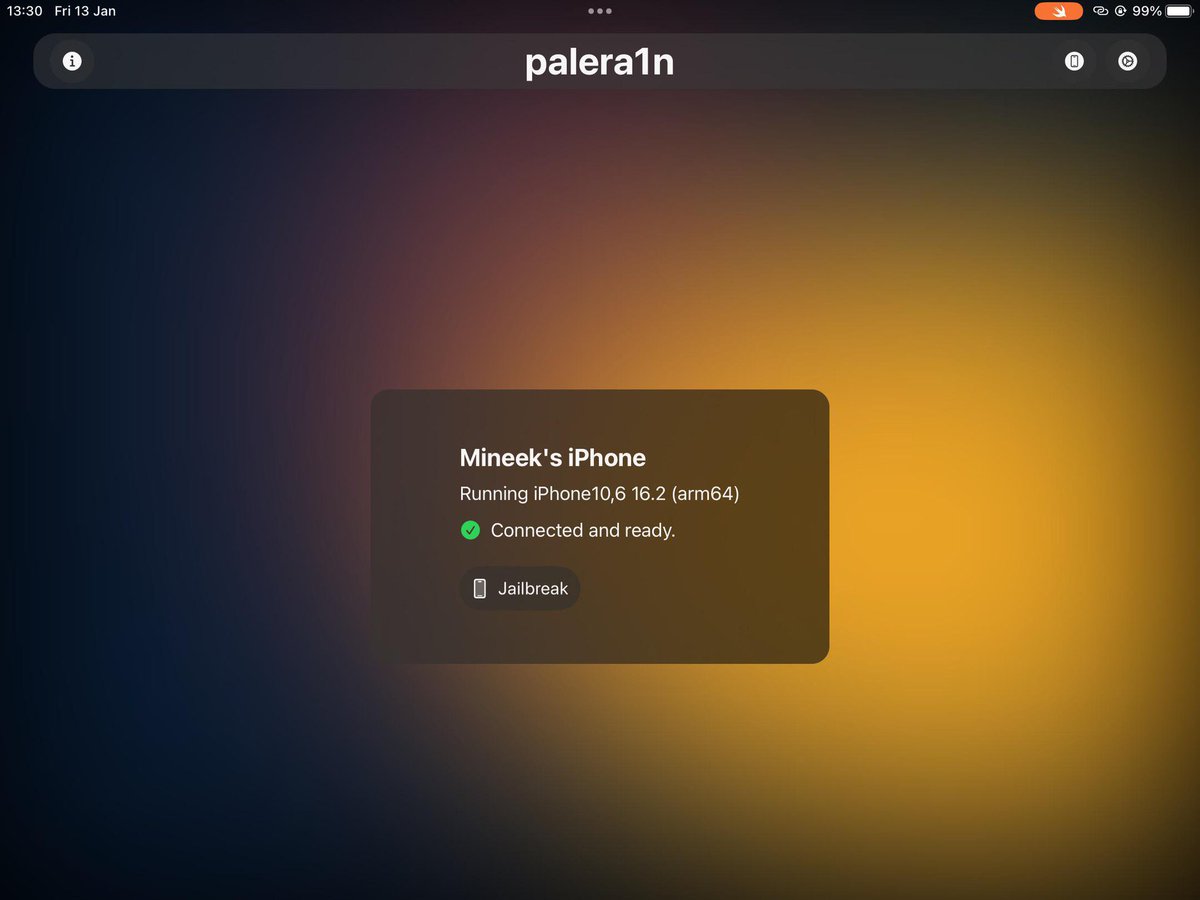 SilzeeJailbreak's tweet photo. Palera1n iOS 16.2 GUI https://t.co/0QOcZouDhY