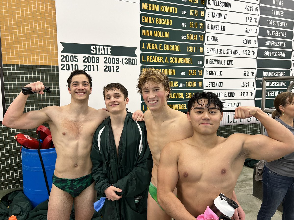 FremdAquatics's tweet photo. Your Fremd divers making an appearance in the swimming events. Tristen, Ben, Yoshi carried regular swimmer Aurelien home in the 200 Free Relay taking 3rd overall https://t.co/LAo30LZNyS