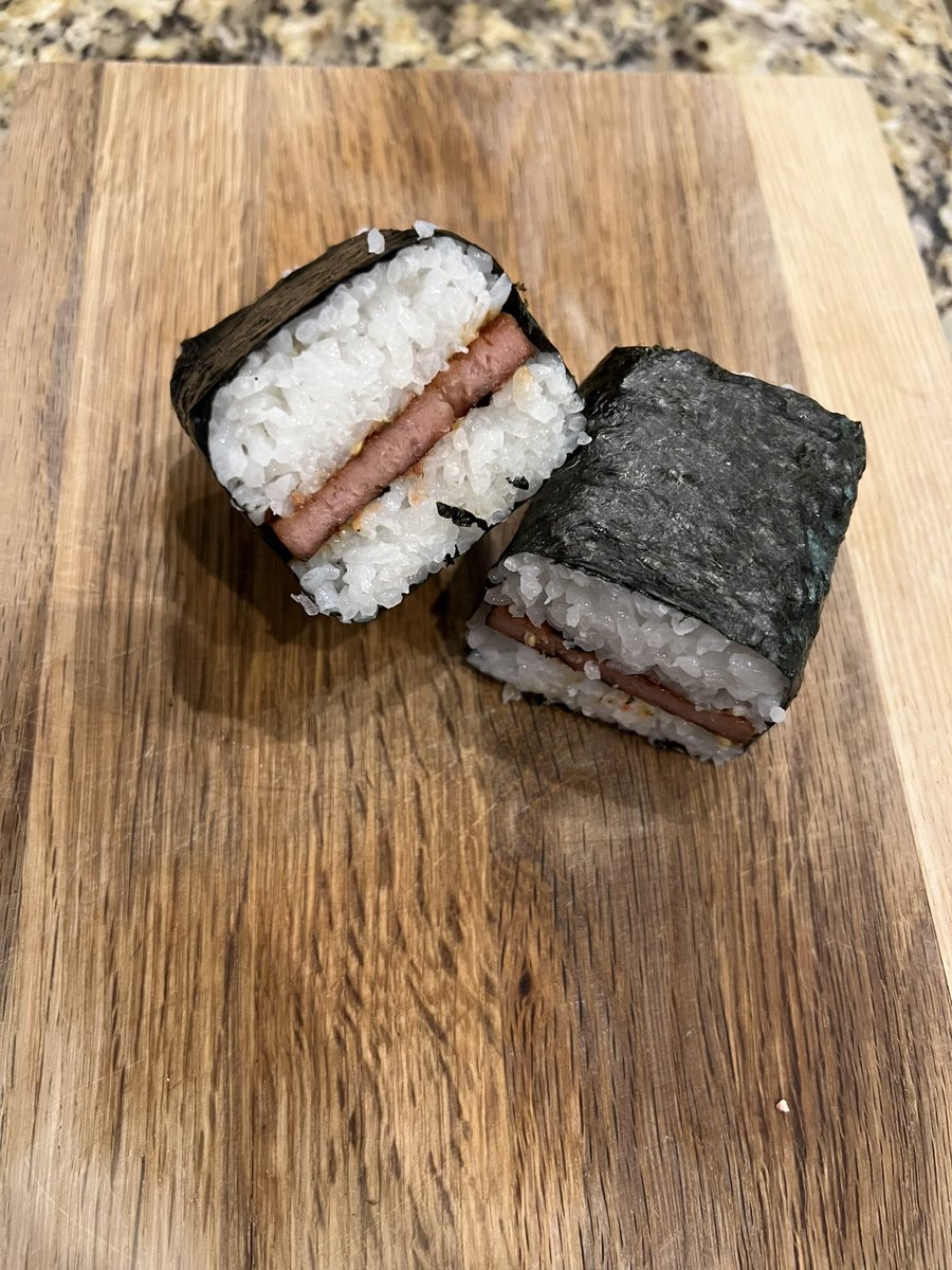 CaptCatboy's tweet image. First attempt at spam masubi. It came out well and very tasty. #Food #masubi #branchingout