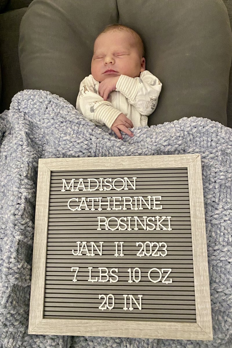 CoachRosinski's tweet photo. For the last 19 weeks, @UHhospitals told us our first son was on his way.

After 2 gender reveals, a lot of blue paint, &amp; cute baby boy clothes…Steph gave birth to our 2nd beautiful DAUGHTER on Wednesday, the surprise of a lifetime 👩‍❤️‍👩

Mom &amp; Madison are healthy &amp; doing great ❤️ https://t.co/ADVWmaQLUP