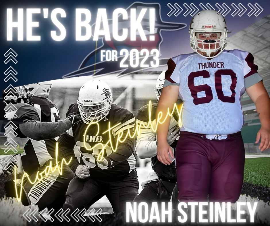 Offensive lineman Noah Steinley is back for 2023!

#reginathunder #togetherweroll #hesback