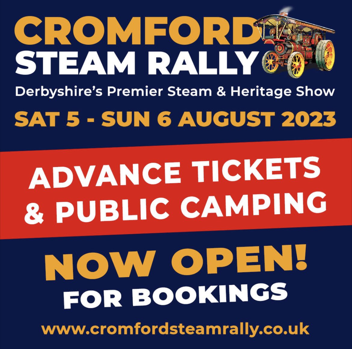 CromfordSteam's tweet photo. Camping and Advance ticket sales are now open book early to avoid disappointment. https://t.co/3EgXg9zRbm