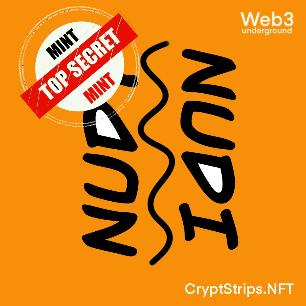 cryptstrip's tweet photo. 🤩 Nudy Nudi CryptStrip 🤩
(The worlds first Crypt Strip)
 
Intro episode is on the Web3 underground!
🔴Top Secret Mint🔴
At: CryptStrips.NFT
(Download the @opera browser) https://t.co/6Bcx8J2shu