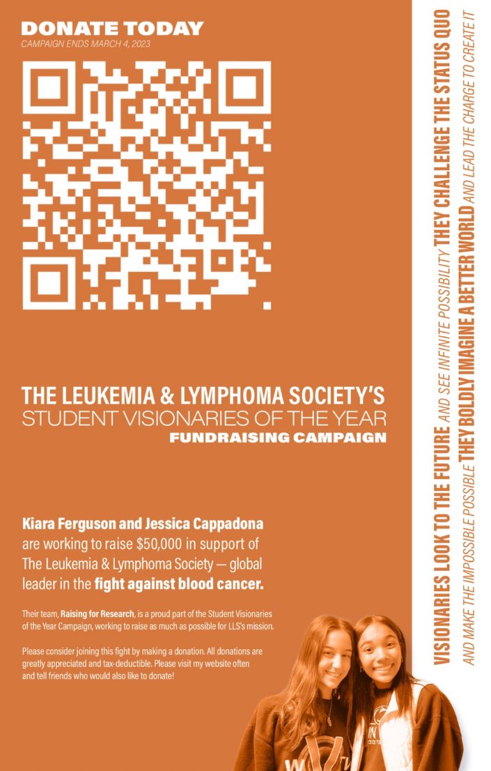 PLHS_Principal's tweet photo. @WayneValleyHS Sophs Kiki Ferguson and Jessica Cappadona #RaisingForResearch fundraising for the @LLSusa 

To everyone please consider donating to this amazing cause and supporting these amazing student leaders. Cancer has affected all of us! Please use the link to support! I’m https://t.co/ExiNSszQId