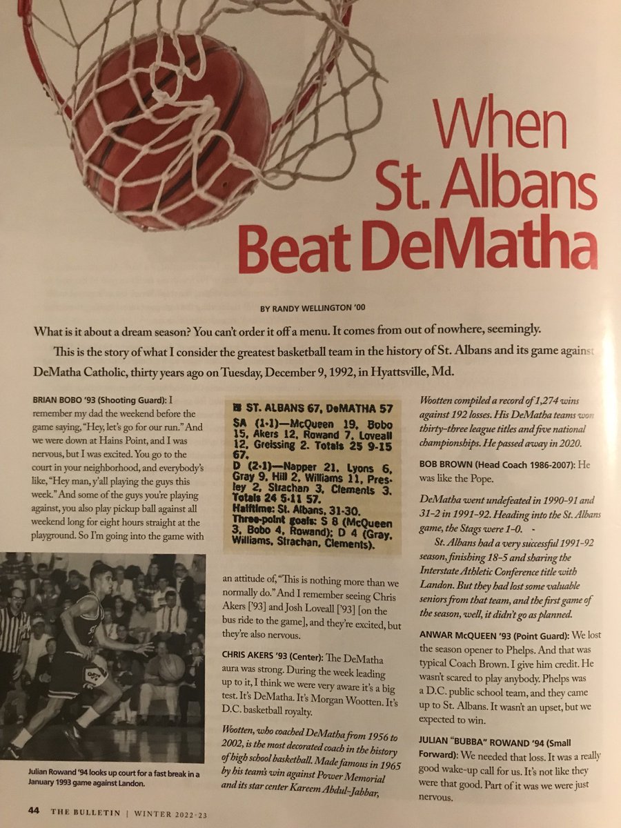 NPSHeadofSchool's tweet photo. Epic ⁦@WellingtonRandy⁩ piece in ⁦@StAlbans_STA⁩ mag &amp; great Coach Brown tribute. Took ⁦@sta_lacrosse_⁩ to the game for 🥍”practice.” No complaints from ⁦@jessehubbard16⁩ &amp; team, who saw historic game. ⁦@TeamQ⁩ @brucekelley1 ⁦⁦@bsullivandc⁩ https://t.co/h3KxgDi7Xo