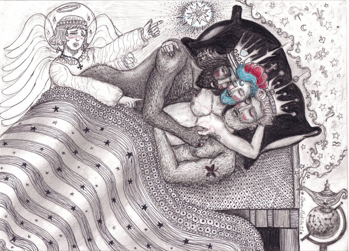 👑 El sueño de los reyes magos 👑#drawing #watercolorpainting #watercolor #rabbit #illustration #illustrationartists #japan #yokai #dark #manga  #magician #flowers #yokai #gay #artgay #gayart #gaylokal #gaymer #ReyesMagos #king #ArtistOnTwitter