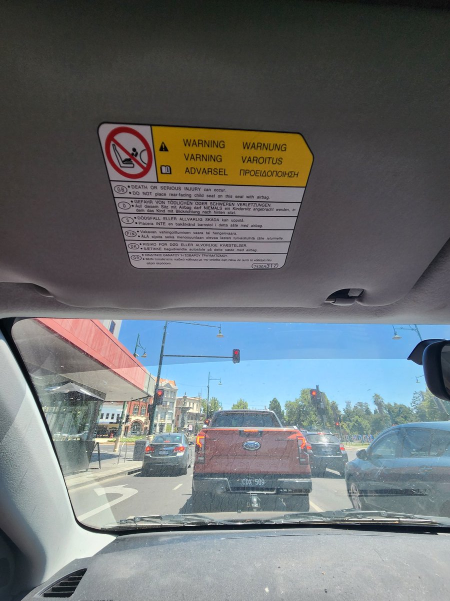 Things my toddler threw a tantrum over today: I wouldn't give her the airbag warning label that is printed on the sun visor