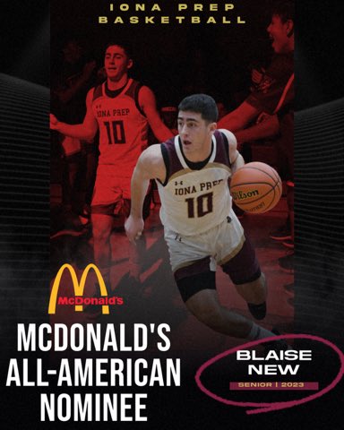 IonaPrepBBall's tweet photo. Congrats to Sr. Captain, Blaise New, on his @mcdaag nomination! #HeIsIonaPrep #IonaPrepBasketball #GoGaels🏀 https://t.co/puwyI7A9nz