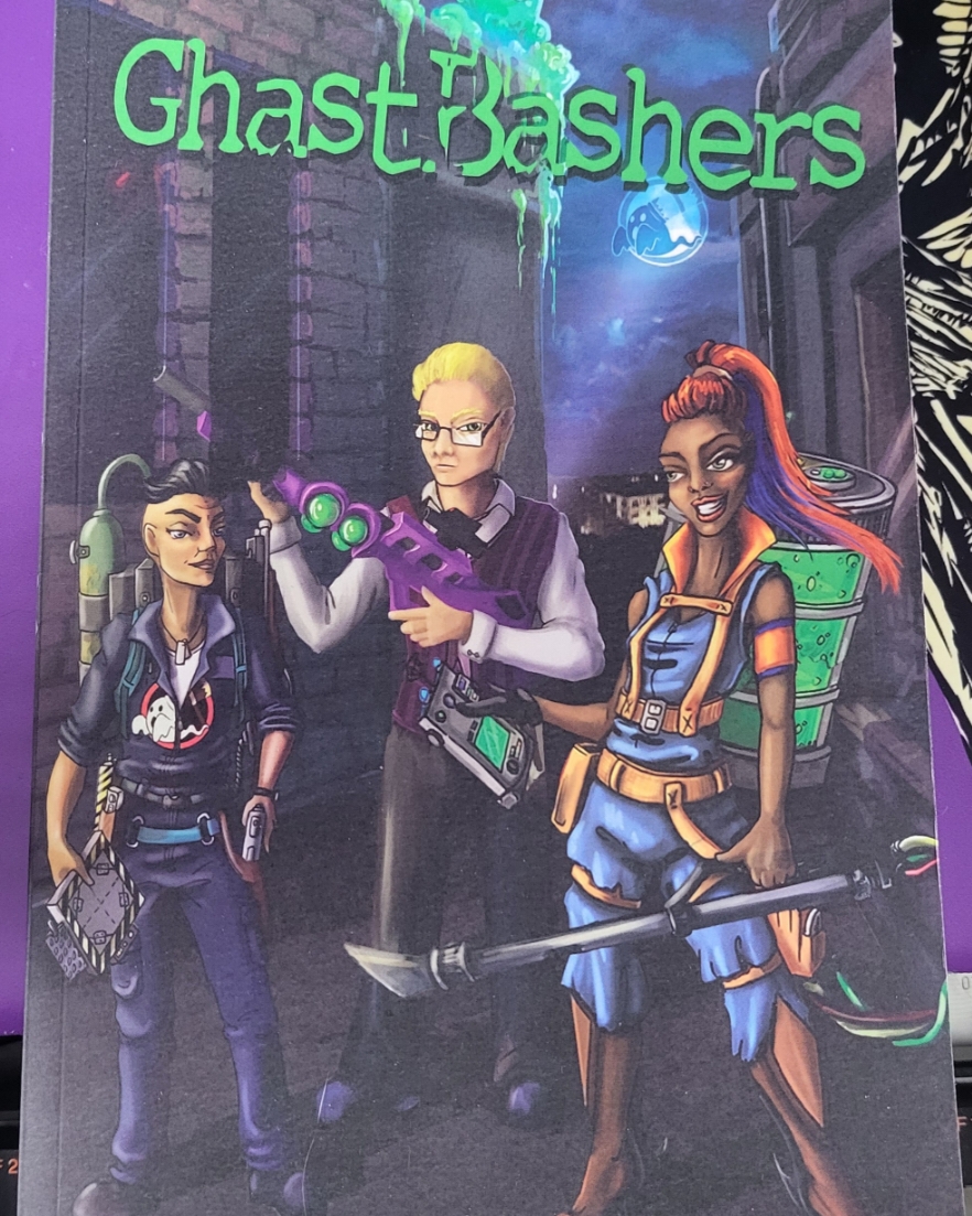 Alexandria_RPG's tweet photo. #RPGaDay Ghastbashers! @librariaNPC met with us to chat about this gem that uses only a D12. On sale now @DriveThruRPG for $9. #Friday13th https://t.co/qfXygrHNjq