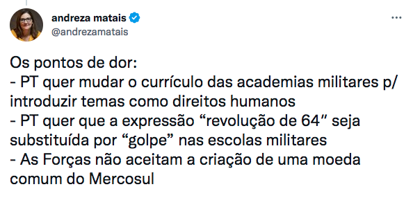 Pontos de dor? Exigência de milico golpista, que não tem que apitar nada, agora é descrita com vocabulário caro à fisioterapia?