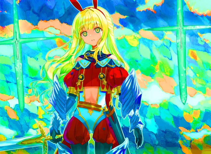#絵を彩度100にすると超派手 元々俺の絵彩度高いからそんな変わらんやろ〜って思ってたけど結構変わってた。これはこれで良き 