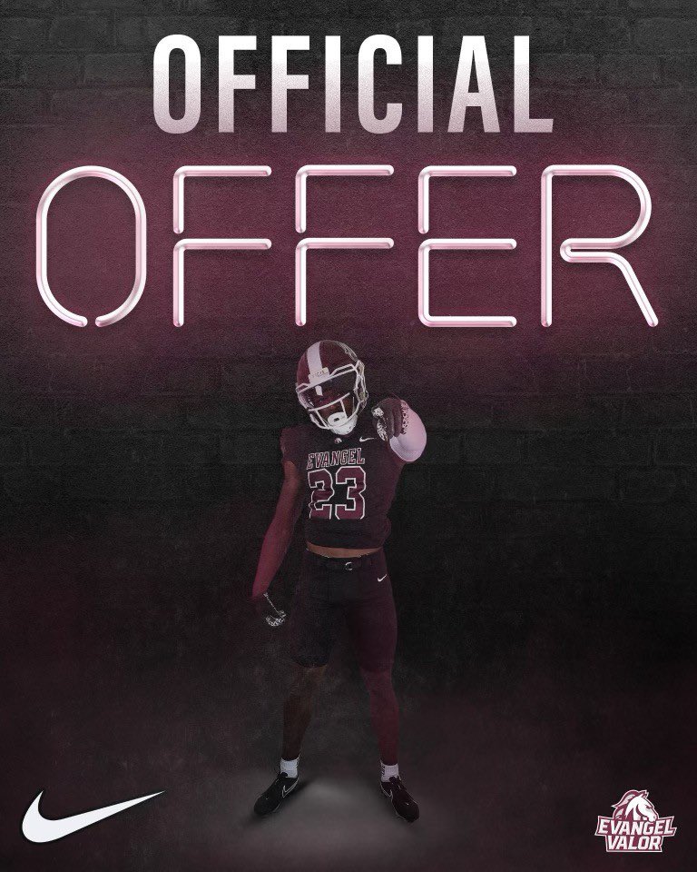 I’m blessed to receive and official offer from <a href="/EvangelUniv/">Evangel University</a> Thank you for the opportunity to expand my education and football career! <a href="/BIGSHMT/">Jesse Schmidt</a> <a href="/RC_Bulldogs/">Royse City Football</a> <a href="/CoachSOliver/">Steven Oliver</a>