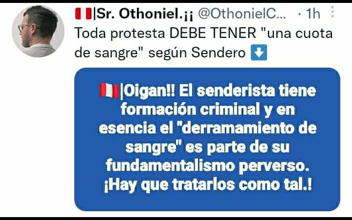 OthonielCarril1's tweet image. Sepan a quien enfrentan.!! Sus lideres tienen formación SANGUINARIA y fundamentalista.
Esta secta sanguinaria #induce y #LLAMAN al ResentidoSocial, al vago,al ignorante a derramar sangre inocente y ODIA a @PoliciaPeru .
Y lo sabemos cuando FUJIMORI los capturo' y metió presos. 🤔