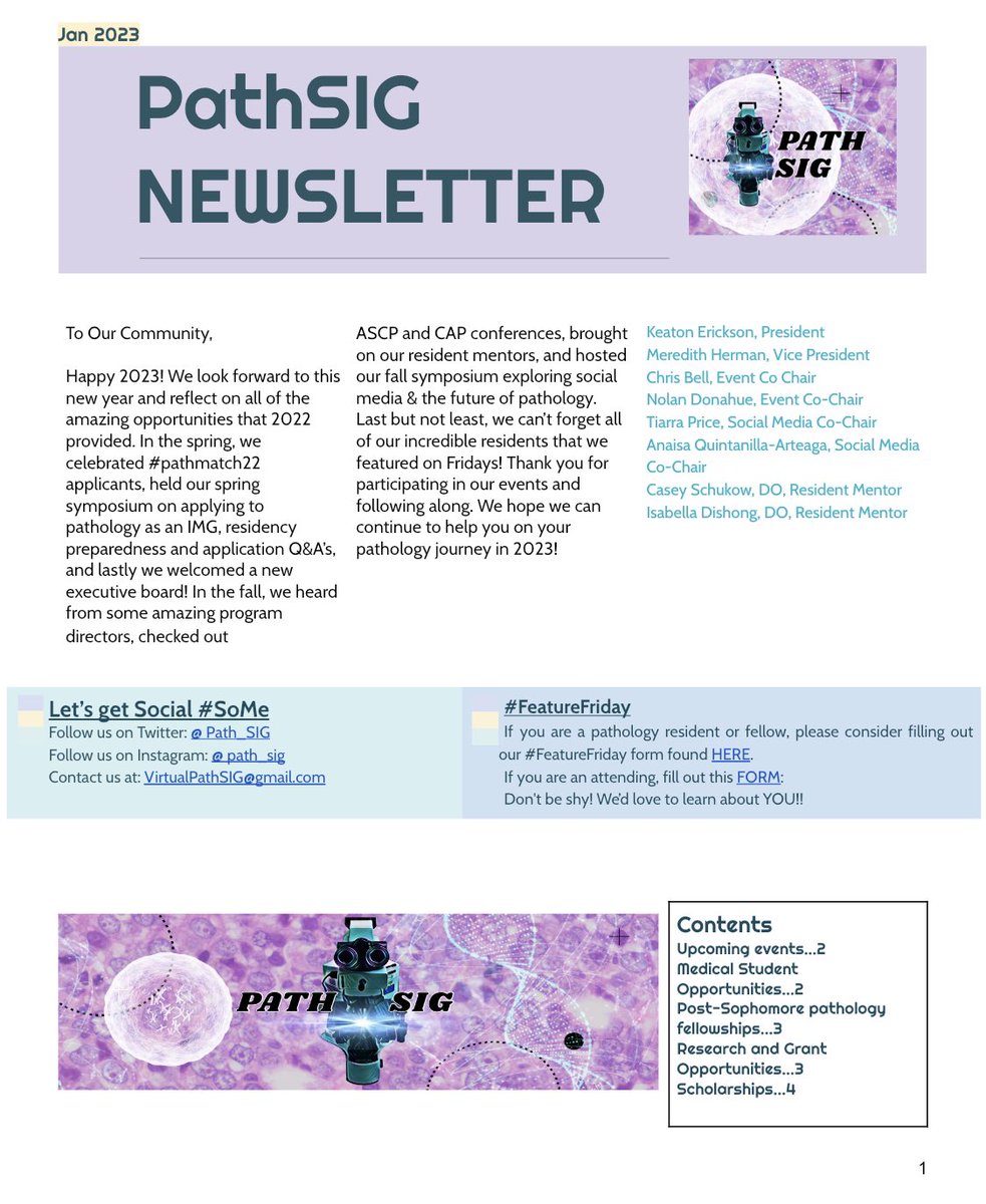 Meredith Herman, DO (@meredithkherman) on Twitter photo Hot off the press 🗞️
Check out the <a href="/Path_SIG/">Virtual Pathology Student Interest Group</a> newsletter this month. It’s full of upcoming scholarship opportunities for #MedicalStudents
docs.google.com/document/d/175…
#pathmatch24 #pathmatch25 #PathTwitter <a href="/CAPFndn/">CAP Foundation</a> <a href="/CPathig/">MSU CHM-COM Pathology Interest Group</a> Hot off the press 🗞️
Check out the <a href="/Path_SIG/">Virtual Pathology Student Interest Group</a> newsletter this month. It’s full of upcoming scholarship opportunities for #MedicalStudents
docs.google.com/document/d/175…
#pathmatch24 #pathmatch25 #PathTwitter <a href="/CAPFndn/">CAP Foundation</a> <a href="/CPathig/">MSU CHM-COM Pathology Interest Group</a>