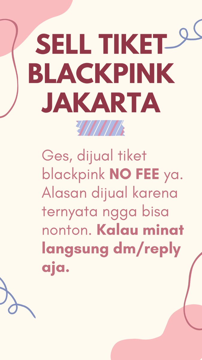 wts want to sell tiket BLACKPINK BORN TO PINK IN JAKARTA 2023

DAY 1
🎟️ 1 Tix Platinum Center
🎟️ 1 Tix CAT 1
🎟️ 1 Tix CAT 2

harga sesuai web tiket.com aja. bantu temen soalnya dia ga jadi nonton

#zonauang #zonajajan #zonaba #zonabu
