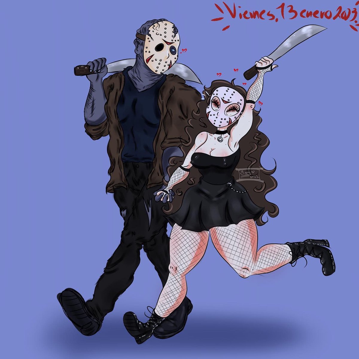 SamyDrawings's tweet photo. Feliz primer viernes 13! De paseo con mi novio Jason 💀🖤🪓
 #Viernes13 
#ArtistOnTwitter https://t.co/gtvumm25Ln