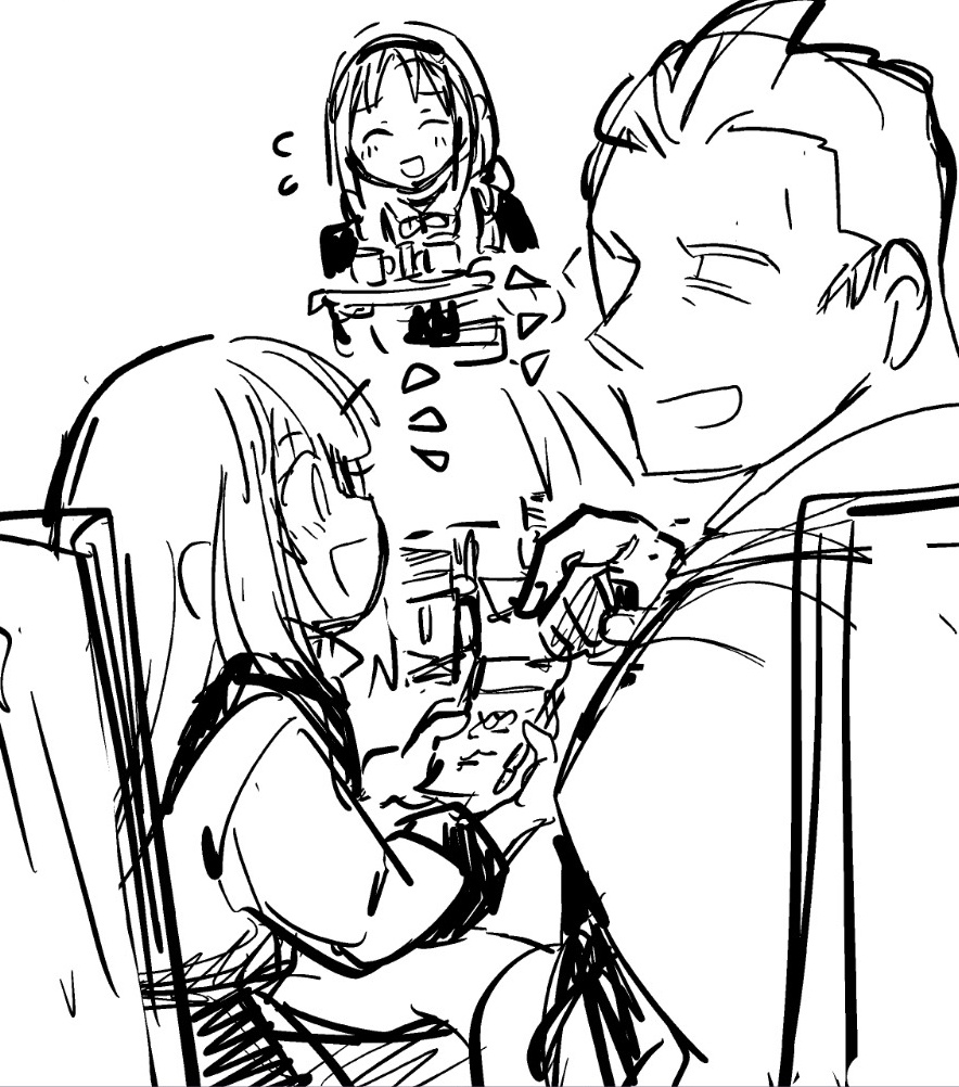 ハサン先生と薫さん、同業者だし歳も近いし、何気にお似合いなんですよね(これは特典用ラフなので架空の回ではない) https://t.co/IUve56IaHX 