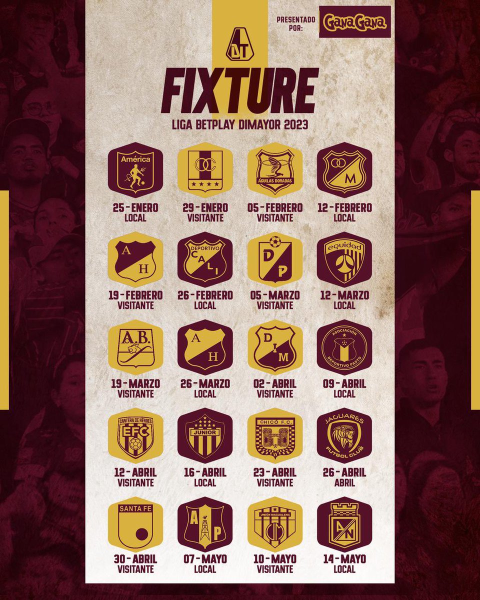 Calendario de partidos del ‘Vinotinto y Oro’ para el primer semestre en la Liga Betplay 2023 🗓🟡🔴