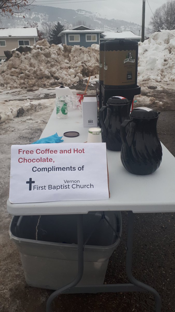 VernonSecondary's tweet photo. Thank you all who supported the grads of 2023 with their bottle drive.  Your generosity is appreciated. Special thanks to First Baptist Church for providing coffee and hot chocolate to keep our volunteers warm @SD22Vernon https://t.co/ZFNKjOMVPf